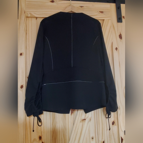 Elisa Cavaletti Size L Black Long Sleeve Zip-Up Blouse - Picture 15 of 16